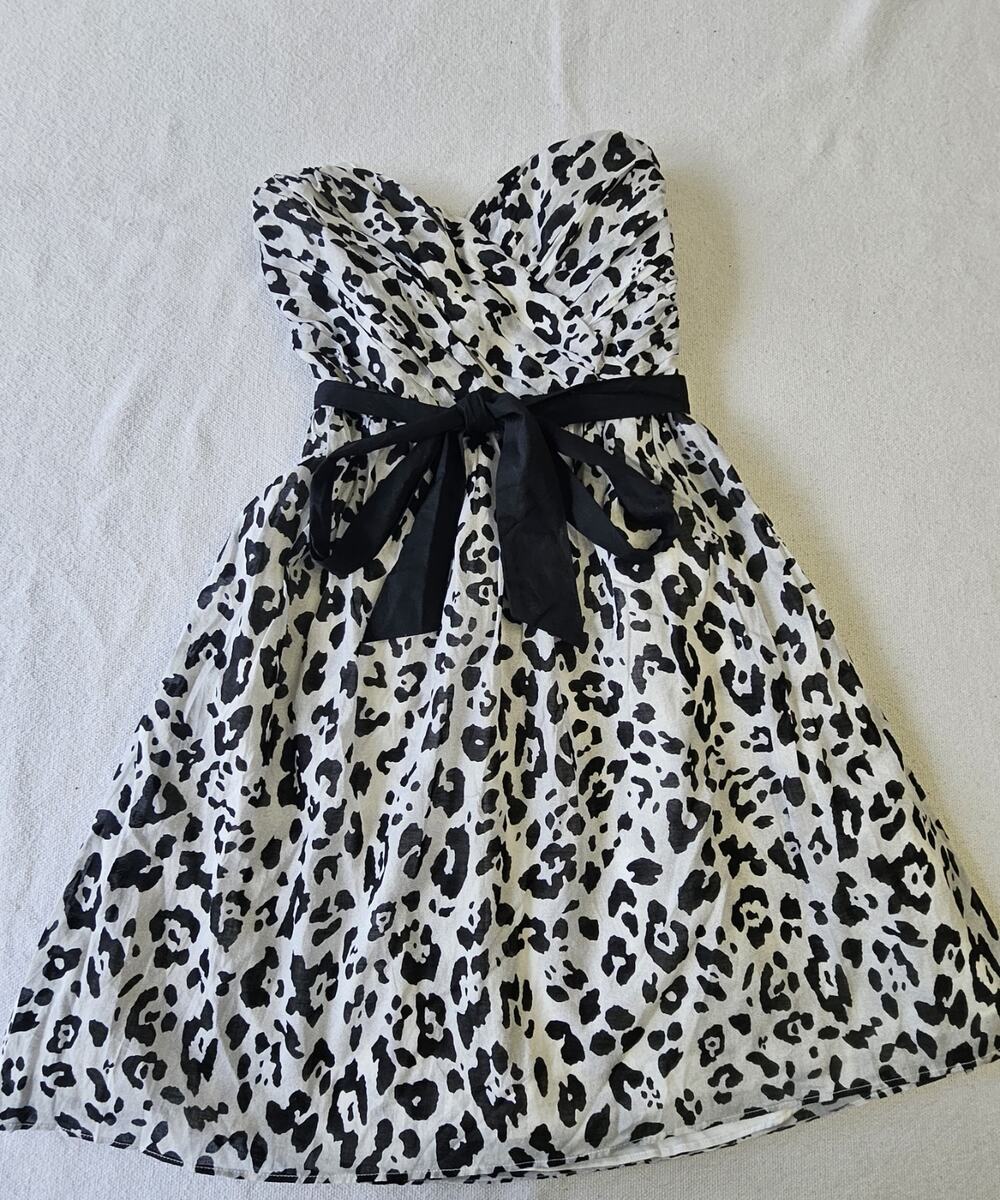 Express Elegant Black And White Animal Pattern Summer Dress, Small New With Tag